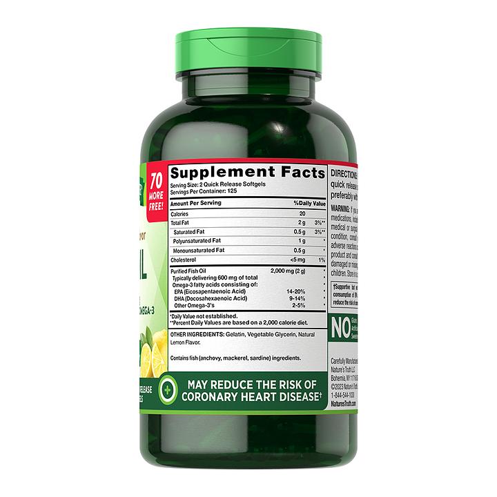 Nature's Truth Omega-3 Fish Oil 2000mg 250 Cápsulas Blandas