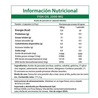 Nature's Truth Omega-3 Fish Oil 2000mg 250 Cápsulas Blandas