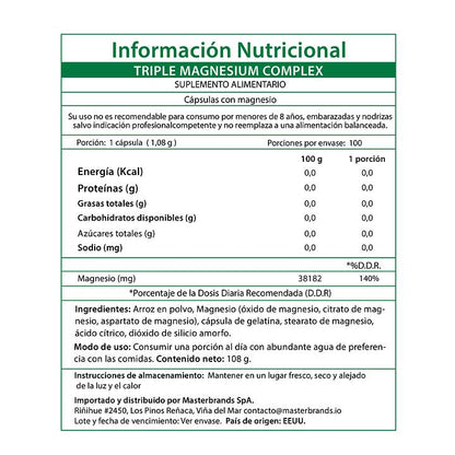 Nature's Truth Complejo Triple Magnesio 100 cápsulas