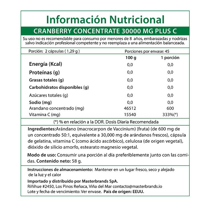 Nature's Truth Cranberry Concentrado 15000mg + Vitamina C 90 cápsulas