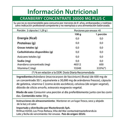 Nature's Truth Cranberry Concentrado 15000mg + Vitamina C 90 cápsulas