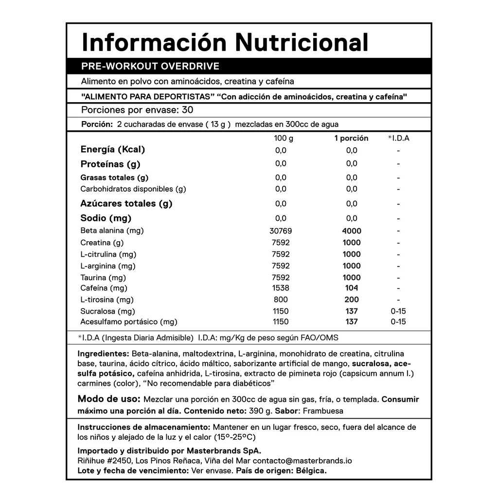 QNT Pre-Workout Metapure Overdrive 390 Grs (Sabores)